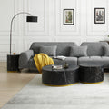 Modern Faux Marble Coffee Tables For Living Room, 35.43Inch Accent Tea Tables With Gold Metal Base Black Black Mdf