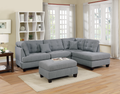 3 Pcs Sectional In Gray Gray Fabric