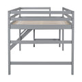 Full Loft Bed With Platform,Ladder,Grey Full Grey Wood Bedroom American Design Pine Pine