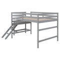 Full Loft Bed With Platform,Ladder,Grey Full Grey Wood Bedroom American Design Pine Pine