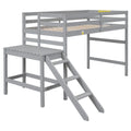 Twin Loft Bed With Platform,Ladder,Grey Twin Grey Wood Bedroom American Design Pine Pine