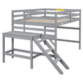 Full Loft Bed With Platform,Ladder,Grey Full Grey Wood Bedroom American Design Pine Pine