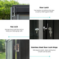 Outdoor Storage Shed 6.5'X 4.2', Metal Garden Shed For Bike, Trash Can, Tools, Lawn Mowers,Galvanized Steel Outdoor Storage Cabinet With Lockable Door For Backyard, Patio, Lawn 6.5X4.2Ft, Black Black Metal