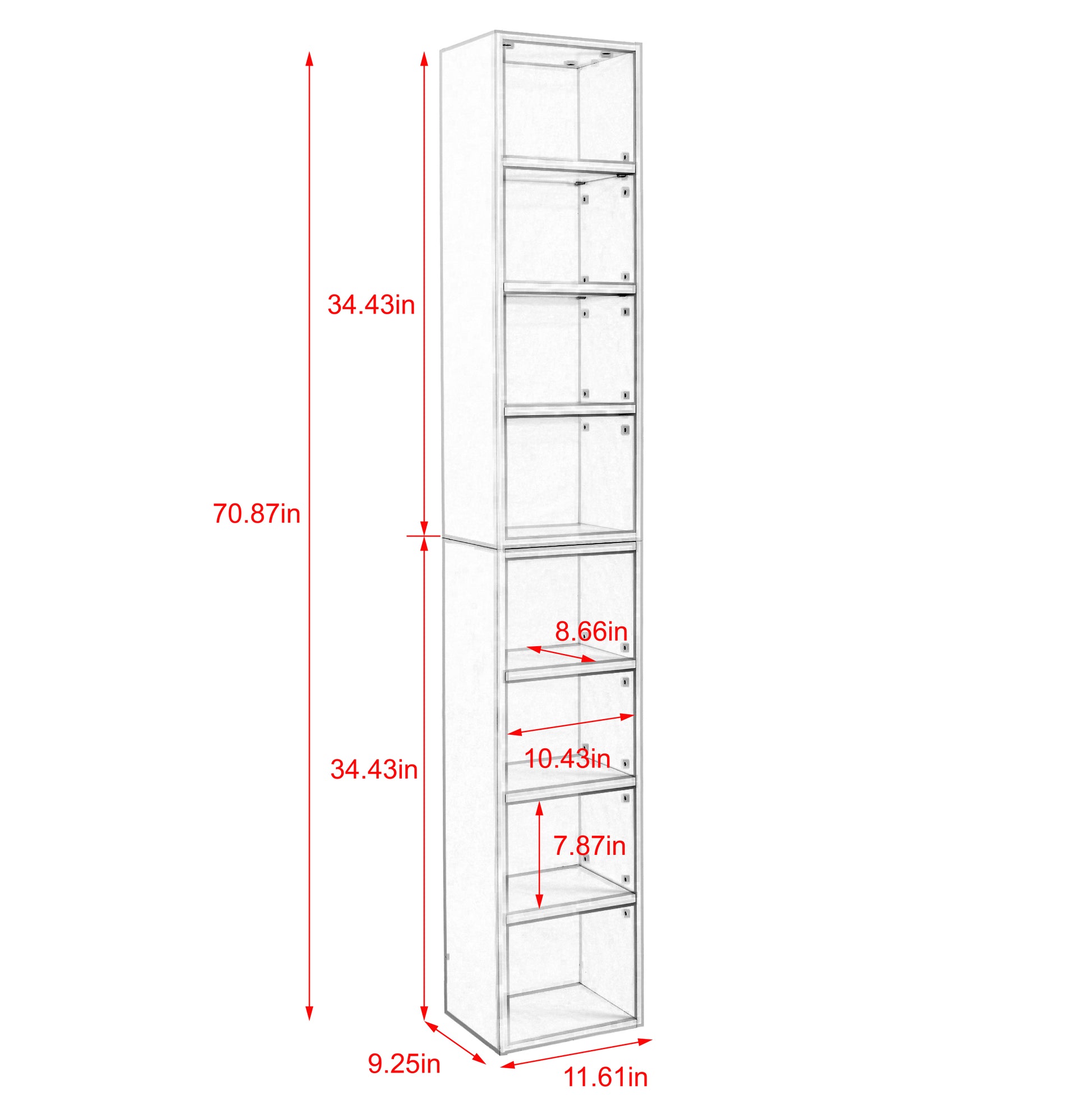 8 Tier Media Tower Rack, Cd Dvd Slim Storage Cabinet With Adjustable Shelves, Tall Narrow Bookcase Display Bookshelf For Home Office,Multi Functional Double Decker Bookcase 5 Or More Shelves White Adjustable Shelves Mdf