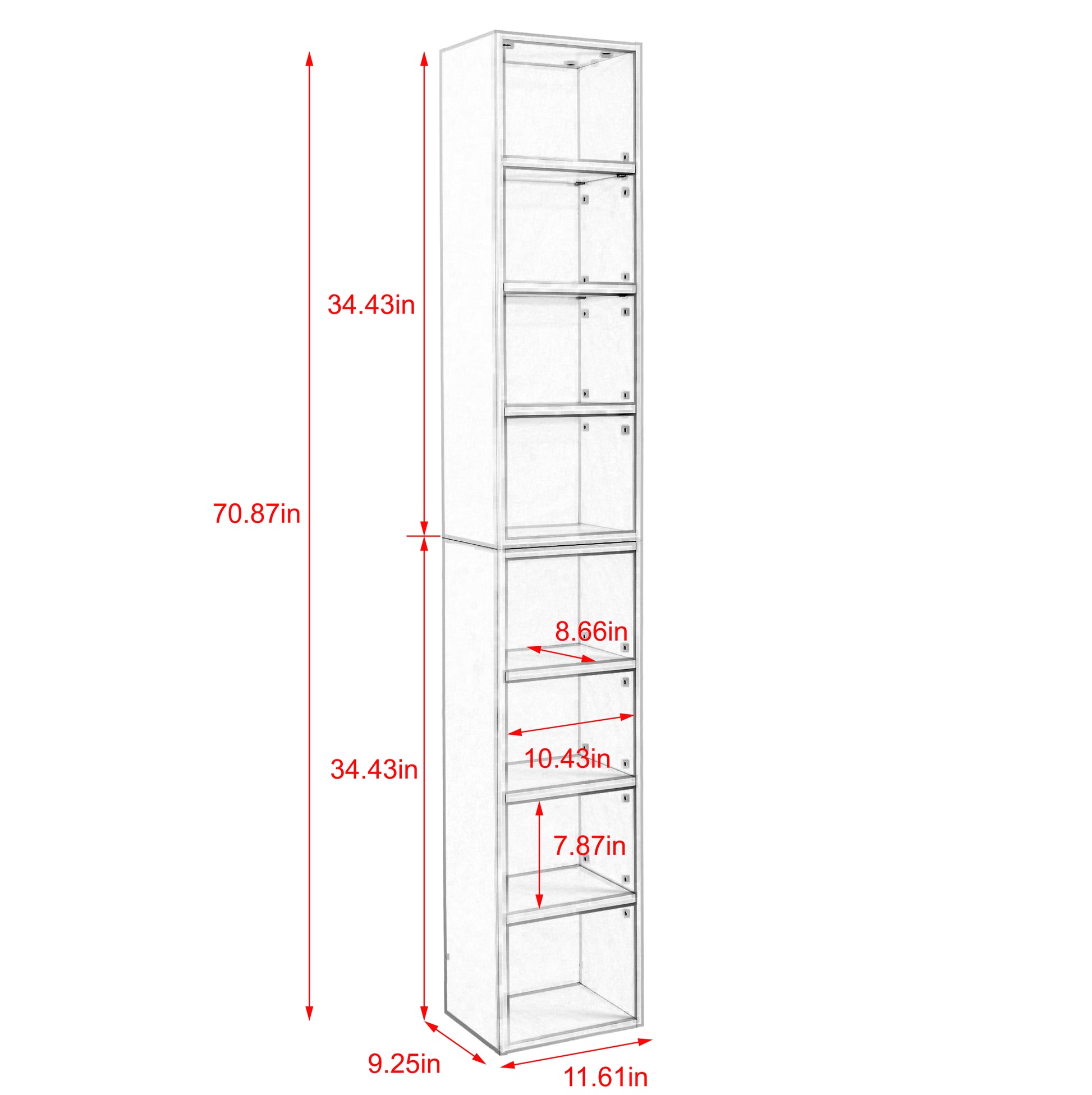 8 Tier Media Tower Rack, Cd Dvd Slim Storage Cabinet With Adjustable Shelves, Tall Narrow Bookcase Display Bookshelf For Home Office,Multi Functional Double Decker Bookcase 5 Or More Shelves Pink Adjustable Shelves Mdf