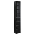 8 Tier Media Tower Rack, Cd Dvd Slim Storage Cabinet With Adjustable Shelves, Tall Narrow Bookcase Display Bookshelf For Home Office,Multi Functional Double Decker Bookcase 5 Or More Shelves Black Adjustable Shelves Mdf