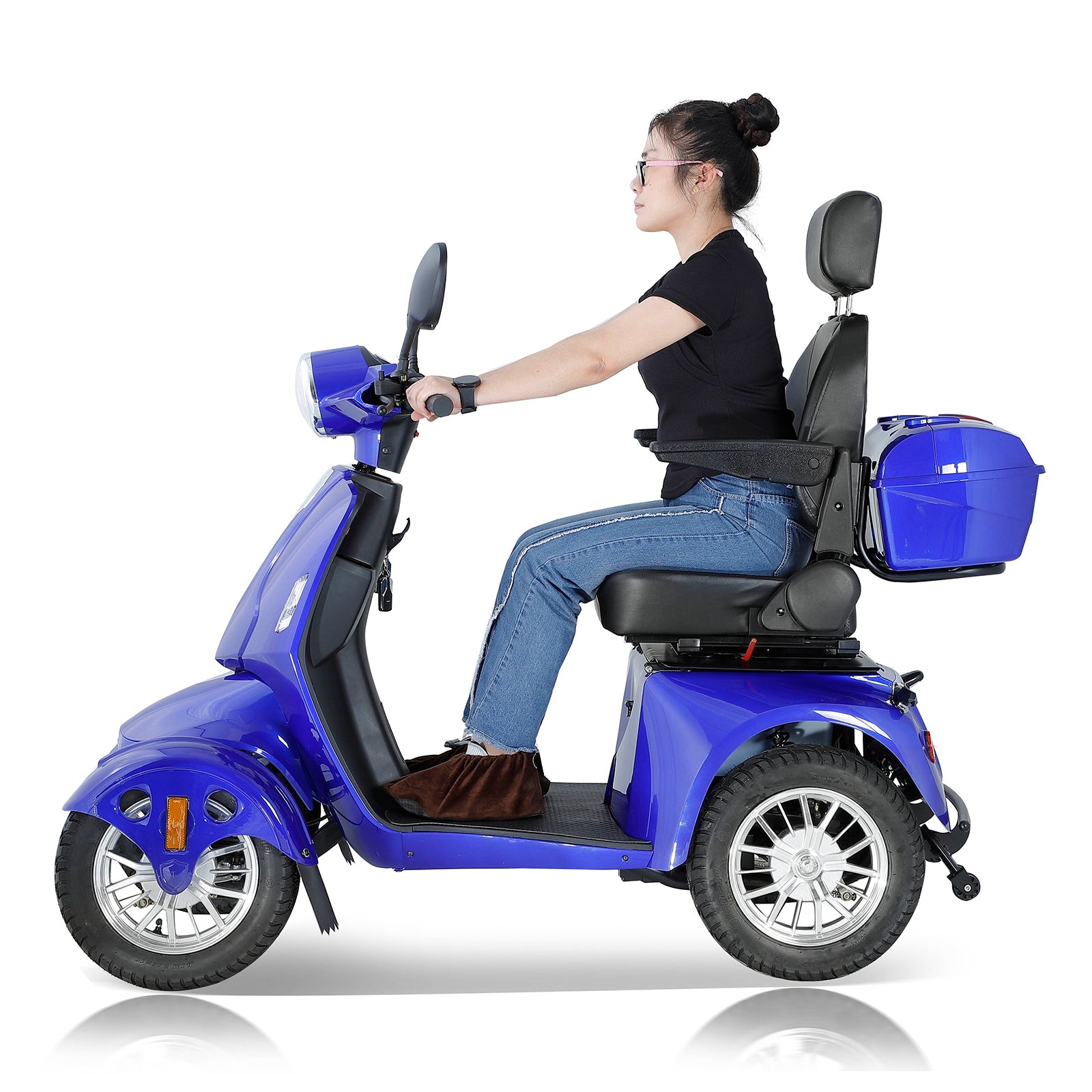 Fastest Mobility Scooter With Four Wheels For Adults & Seniors, Blue 800W Black Abs Pc