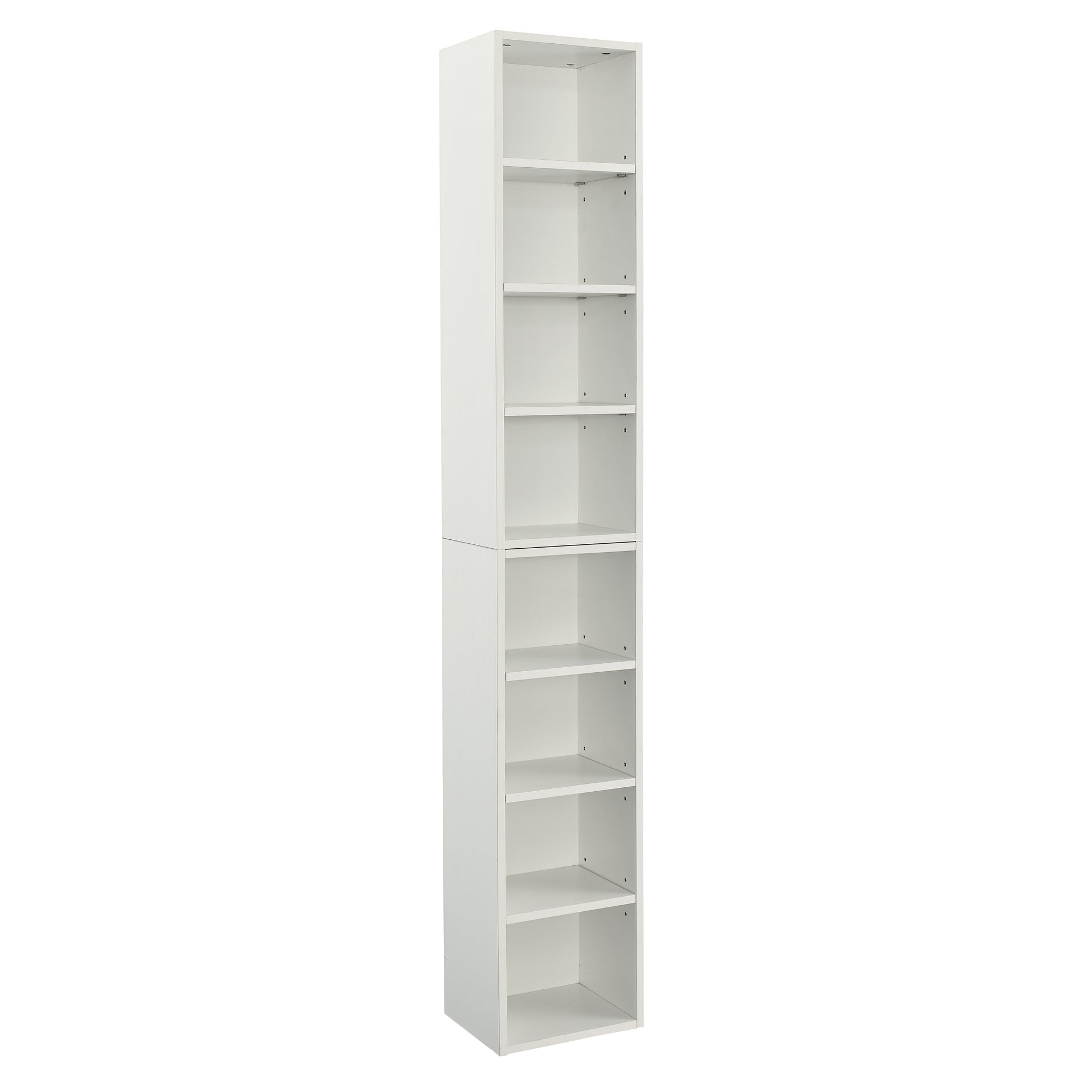 8 Tier Media Tower Rack, Cd Dvd Slim Storage Cabinet With Adjustable Shelves, Tall Narrow Bookcase Display Bookshelf For Home Office,Multi Functional Double Decker Bookcase 5 Or More Shelves White Adjustable Shelves Mdf