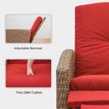 Indoor & Outdoor Recliner, All Weather Wicker Reclining Patio Chair, Red Cushion Red,1 Chair Red Rattan