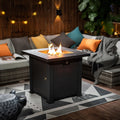 28Inch Square Fire Pit Table Brown Steel