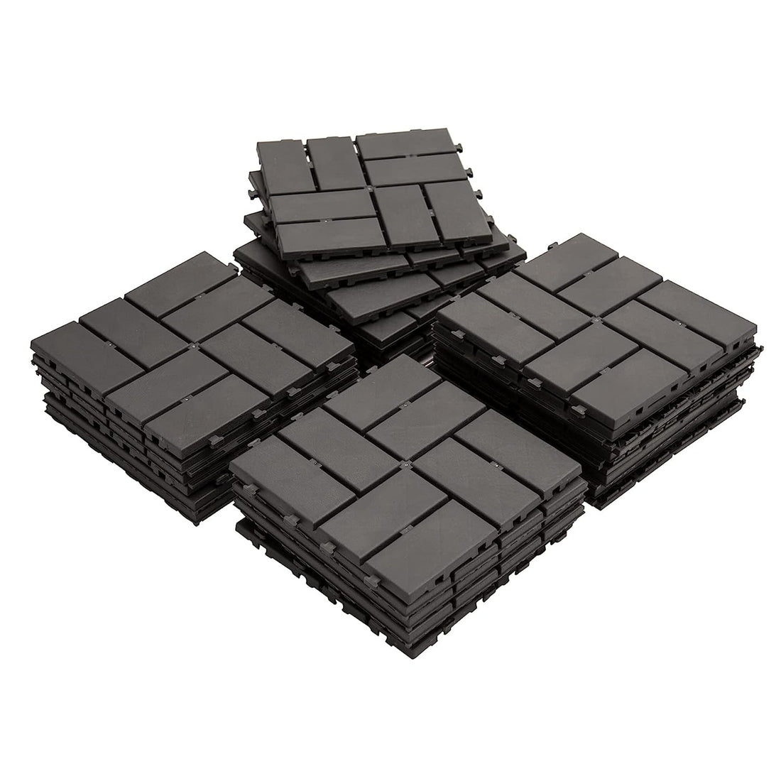 Patio Interlocking Deck Tiles, 12"X12" Square Composite Decking Tiles, Checked Plastic Outdoor Flooring Tile All Weather For Balcony Porch Backyard, Gray, Pack Of 9 Gray Plastic