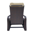 Outdoor Recliner, Automatic Adjustable Wicker Lounge Recliner Chair With Comfy Thicken Cushion, All Weather Aluminum Frame, Brown Wicker Khaki Cushion Yes Lounge Khaki Rust Resistant Frame Fade Resistant Cushion Garden & Outdoor Classic Complete Patio