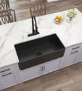 Inch White Farmhouse Sink Deep Apron Sink Undermount Farmhouse Kitchen Sink Single Farm Sink Matt Black Fireclay