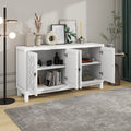 Large Storage Space Sideboard, 4 Door Buffet Cabinet With Pull Ring Handles For Living Room, Dining Room White White Mdf