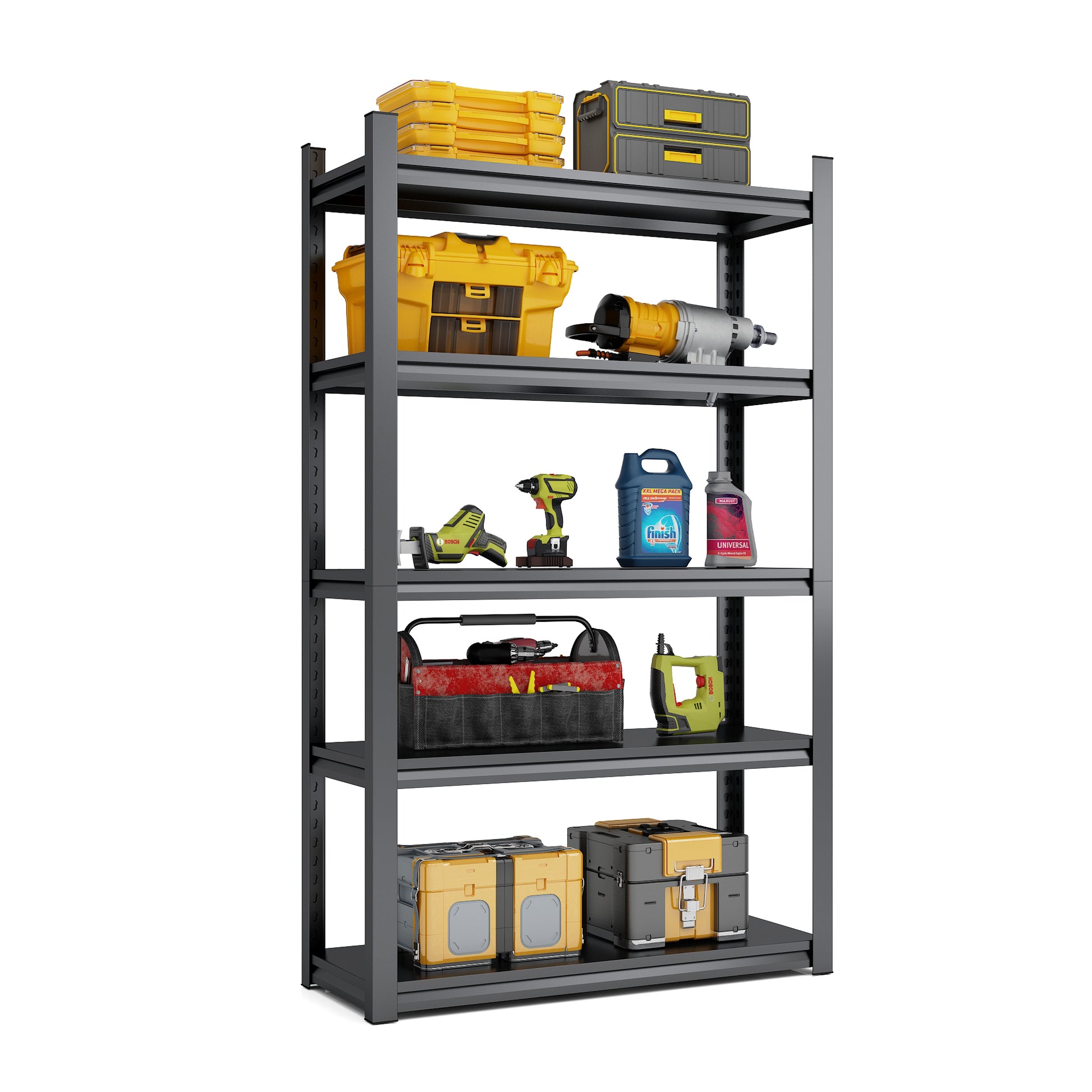 Storage Shelves 5 Tier Heavy Duty Metal Shelving Unit Adjustable Shelving Units And Storage Rack Kitchen Garage Shelf H72 * W47.2 * D23.6 5 Dark Gray Standard Vertical Kitchen Open Back Metal Classic Adjustable Shelves Metal Metal