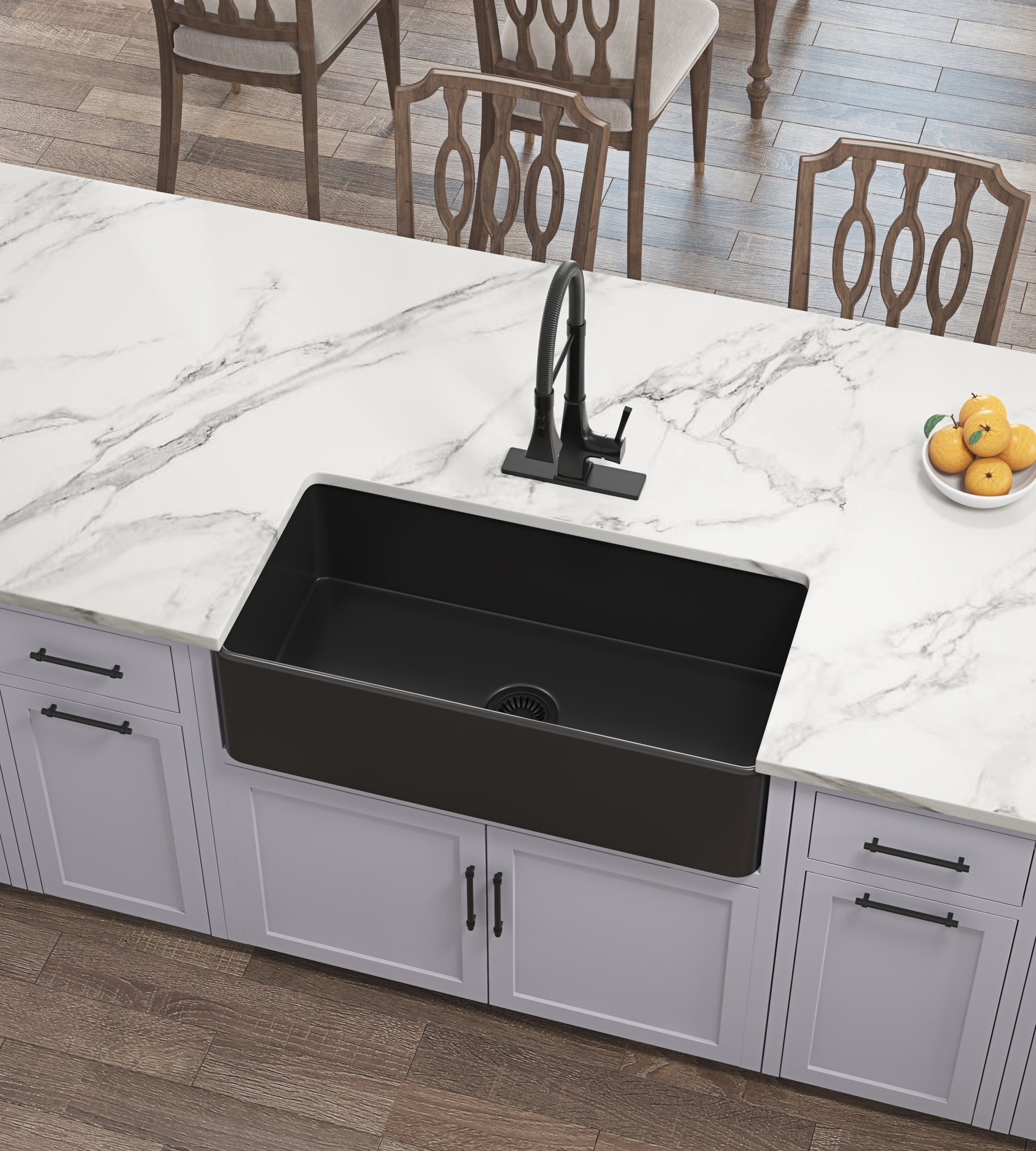 Inch White Farmhouse Sink Deep Apron Sink Undermount Farmhouse Kitchen Sink Single Farm Sink Matt Black Fireclay