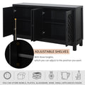 Large Storage Space Sideboard, 4 Door Buffet Cabinet With Pull Ring Handles For Living Room, Dining Room Black Black Mdf