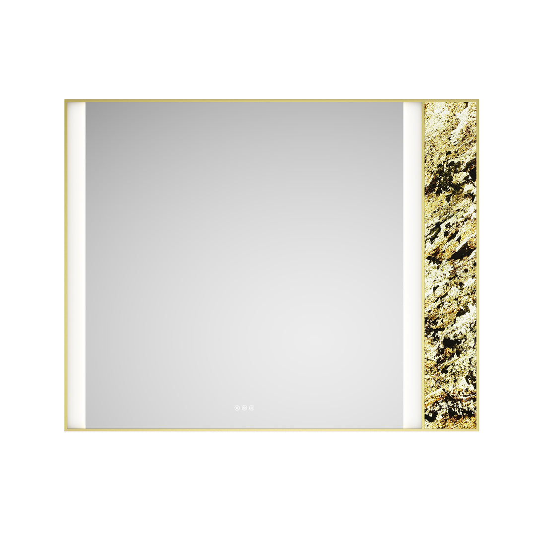 60In. W X 48 In. H Led Lighted Bathroom Wall Mounted Mirror With High Lumen Anti Fog Separately Control Natural Stone Decoration Decoration Follows Led Changesbedroom Full Length Mirror Bathroom Gold Aluminium