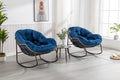 Outdoor Rattan Rocking Chair,Padded Cushion Rocker Recliner Chair Outdoor For Front Porch, Living Room, Patio, Garden, Navy Blue Navy Blue Cotton Steel