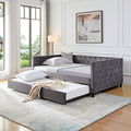 Sofa Bed With Wheels, Upgraded Velvet Upholstered Sofa Bed, With Button And Copper Nail On Square Arms,Bedroom Living Room Furniture Gray,Full,82.75