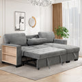 Stylish And Functional Light Chaise Lounge Sectional With Storage Rack Pull Out Bed Drop Down Table And Usb Charger Gray Gray Foam Spring