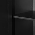 Large Storage Space Sideboard, 4 Door Buffet Cabinet With Pull Ring Handles For Living Room, Dining Room Black Black Mdf