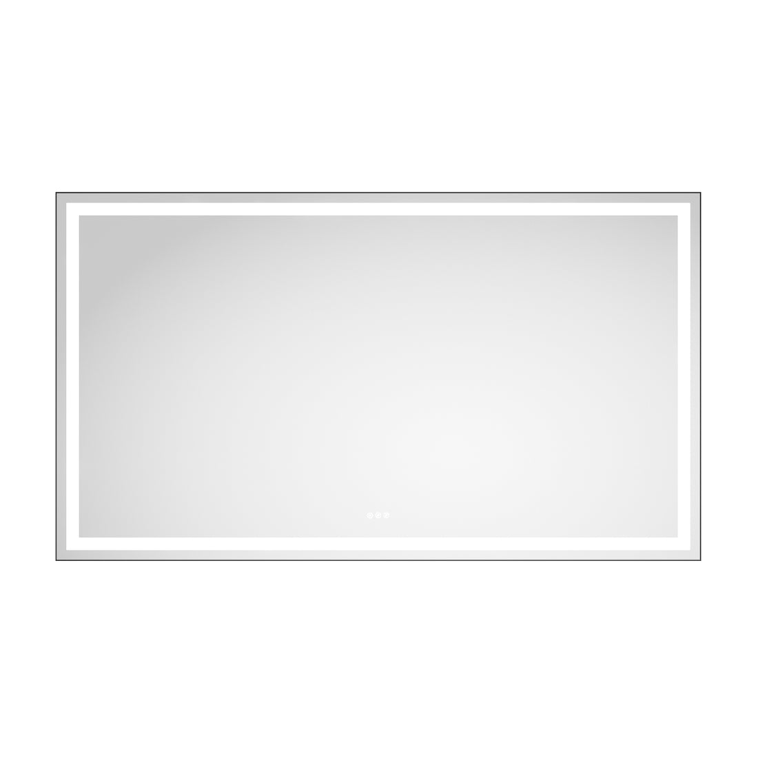 84In. W X 48In. H Oversized Rectangular Black Framed Led Mirror Anti Fog Dimmable Wall Mount Bathroom Vanity Mirror Hd Wall Mirror Kit For Gym And Dance Studio 48X 84Inches With Safety Ba Matte Black Aluminium