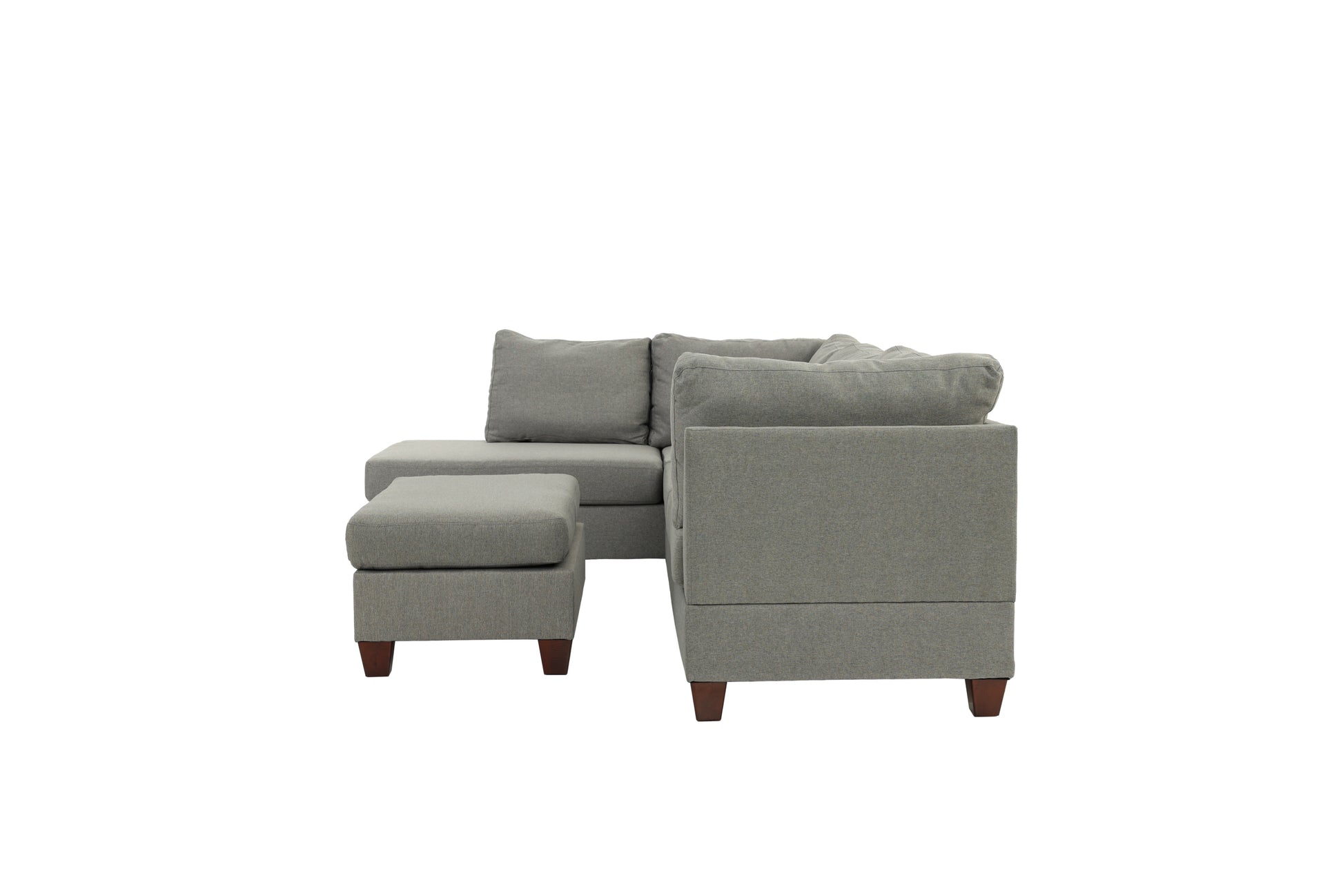 3 Pc Sectional In Gray Gray Fabric