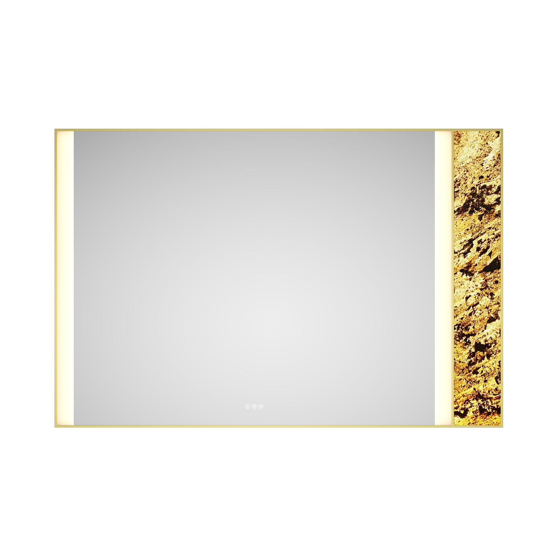 72X 48Inch Led Mirror Bathroom Vanity Mirror With Back Light, Wall Mount Anti Fog Memory Large Adjustable Vanity Mirrornatural Stone Decoration Decoration Follows Led Changes Gold Aluminium