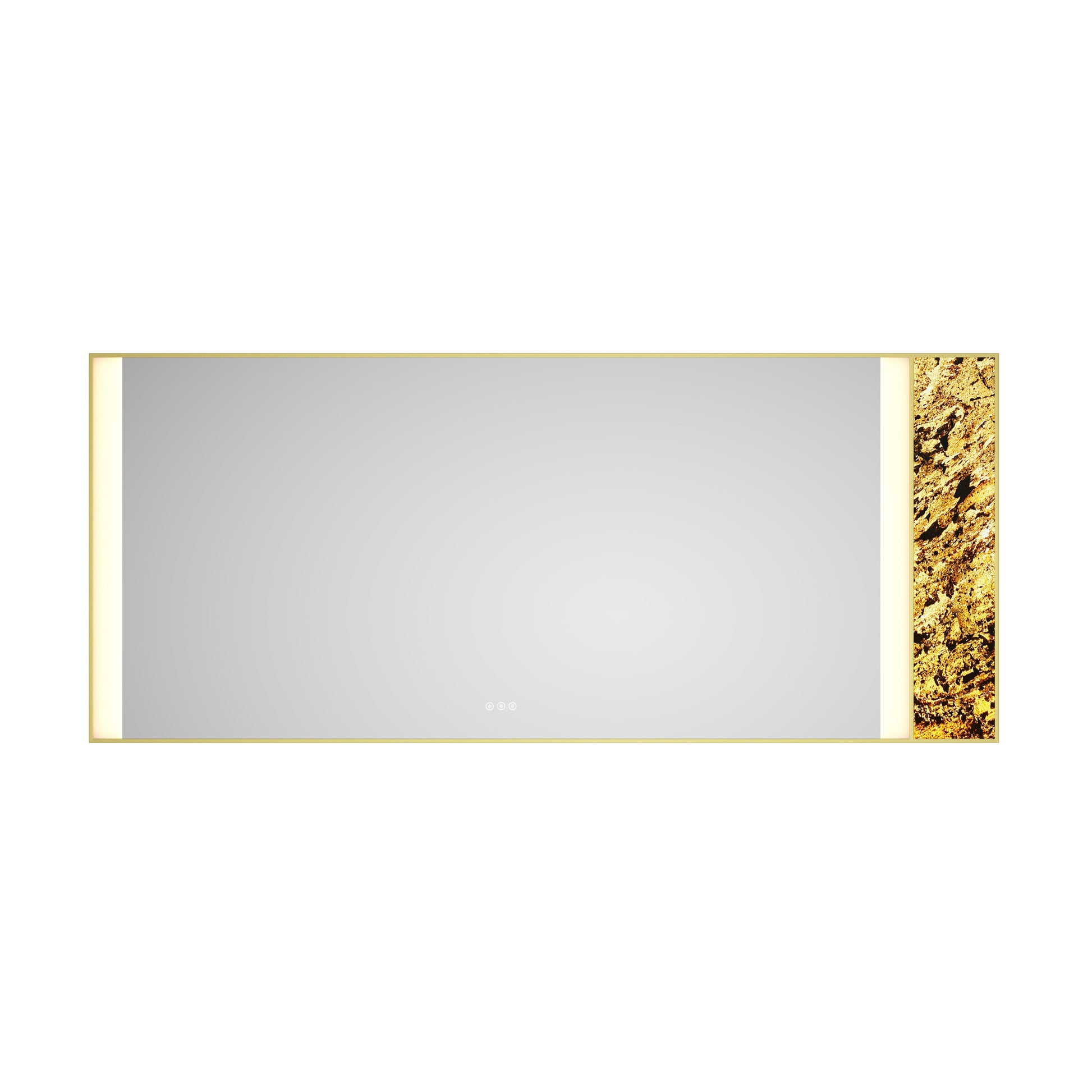 84X 36Inch Led Mirror Bathroom Vanity Mirror With Back Light, Wall Mount Anti Fog Memory Large Adjustable Vanity Mirror Natural Stone Decoration Decoration Follows Led Changes Gold Aluminium