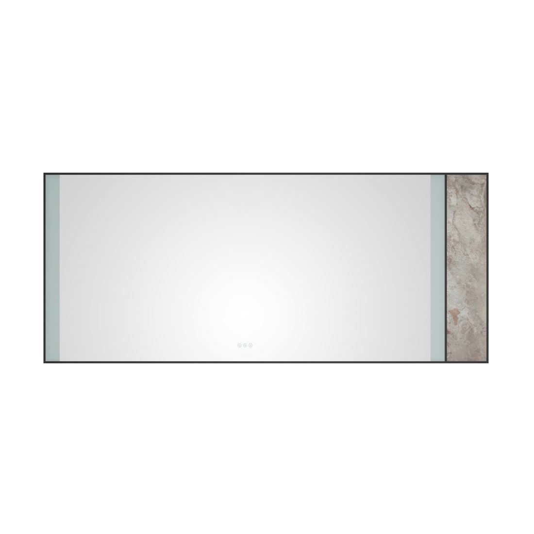 84X 36Inch Led Mirror Bathroom Vanity Mirror With Back Light, Wall Mount Anti Fog Memory Large Adjustable Vanity Mirror Natural Stone Decoration Decoration Follows Led Changes Matt Black Aluminium