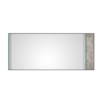 84X 36Inch Led Mirror Bathroom Vanity Mirror With Back Light, Wall Mount Anti Fog Memory Large Adjustable Vanity Mirror Natural Stone Decoration Decoration Follows Led Changes Matt Black Aluminium