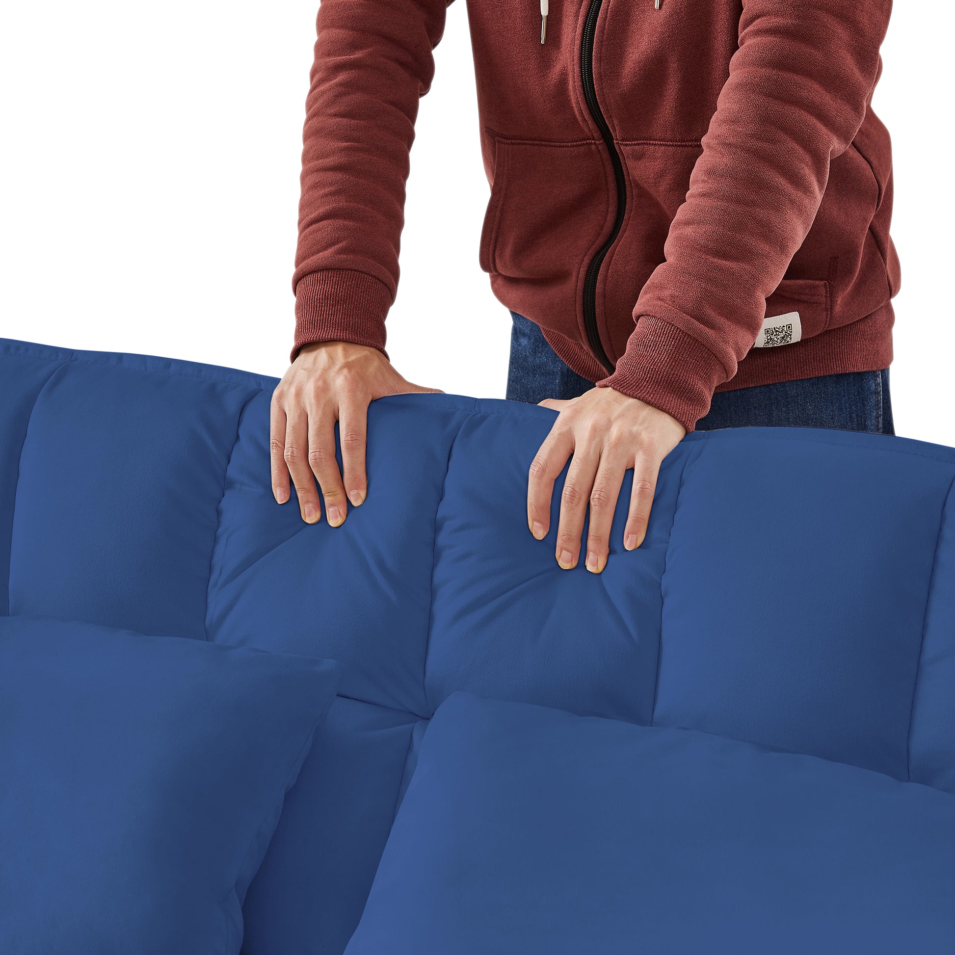 Blue Velvet Loveseat Sofa Bed Blue Wood Tufted Back Square Arms Velvet 2 Seat