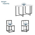Modern 7 Piece Dining Table Set With Faux Marble Compact 55Inch Kitchen Table Set For 6, Black White Metal White Black Seats 6 Metal Dining Room Modern Dining Table With Chair Iron
