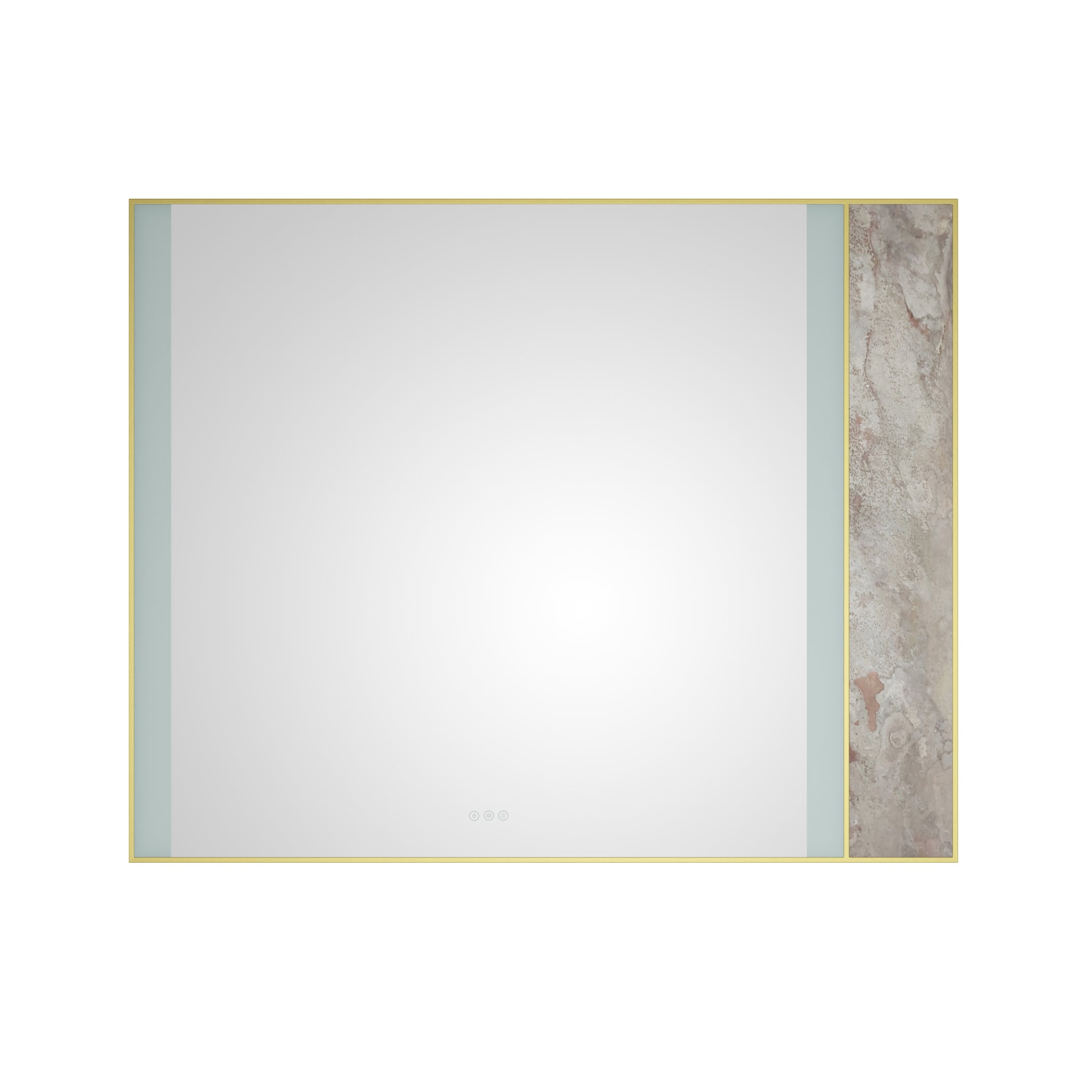 60In. W X 48 In. H Led Lighted Bathroom Wall Mounted Mirror With High Lumen Anti Fog Separately Control Natural Stone Decoration Decoration Follows Led Changesbedroom Full Length Mirror Bathroom L Gold Aluminium