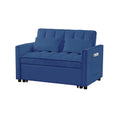 Blue Velvet Loveseat Sofa Bed Blue Wood Tufted Back Square Arms Velvet 2 Seat