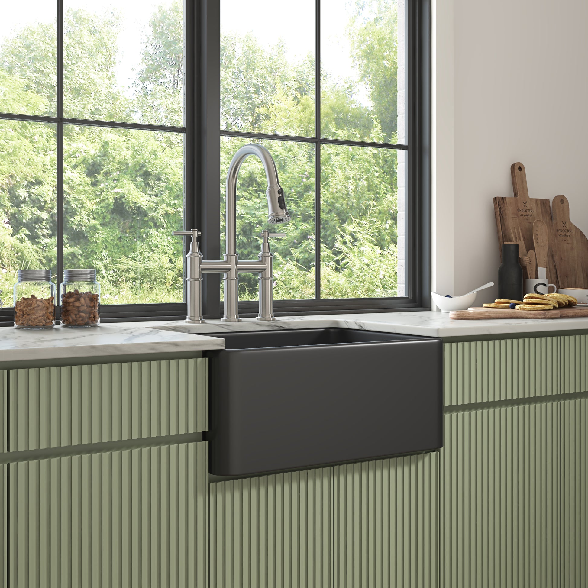 Inch White Farmhouse Sink Deep Apron Sink Undermount Farmhouse Kitchen Sink Single Farm Sink Matt Black Fireclay