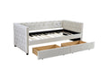 Sofa Bed With Drawers, Modern Velvet Upholstered Sofa Bed With Button Tufted Sofa Bed Frame With Double Drawers, Bedroom Living Room Furniture,Beige 83.47''X42.91''X30.71''' Box Spring Required Twin Beige Wood Bedroom American Traditional Eucalyptus Bed