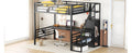 Full Size Metal Loft Bed With Desk, Storage Staircase And Small Wardrobe, Storage Stairs Can Be Installed Left And Right,Black Full Black Metal
