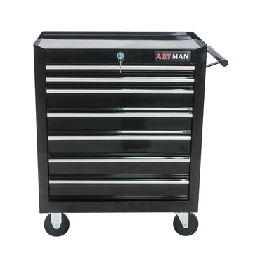7 Drawers Multifunctional Tool Cart With Wheels Black Black Steel