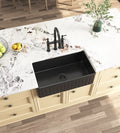 Inch White Farmhouse Sink Deep Apron Sink Undermount Farmhouse Kitchen Sink Single Farm Sink Matt Black Fireclay