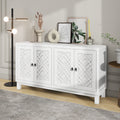 Large Storage Space Sideboard, 4 Door Buffet Cabinet With Pull Ring Handles For Living Room, Dining Room White White Mdf