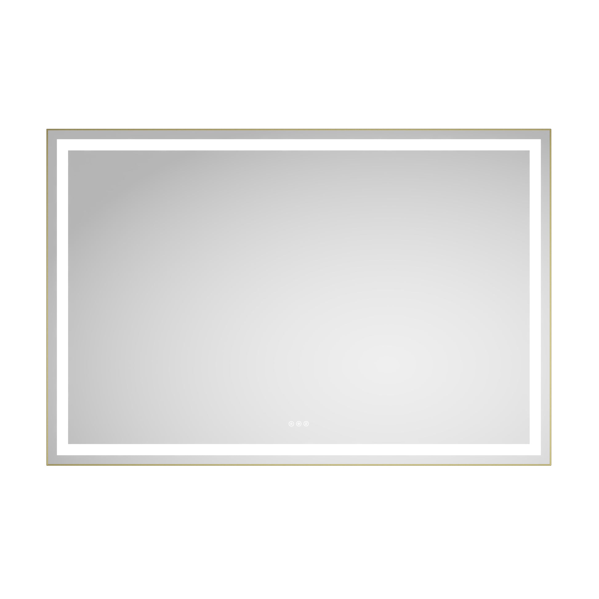 72In. W X 48In. H Oversized Rectangular Black Framed Led Mirror Anti Fog Dimmable Wall Mount Bathroom Vanity Mirror Hd Wall Mirror Kit For Gym And Dance Studio 48X 72Inches With Safety Ba Gold Aluminium