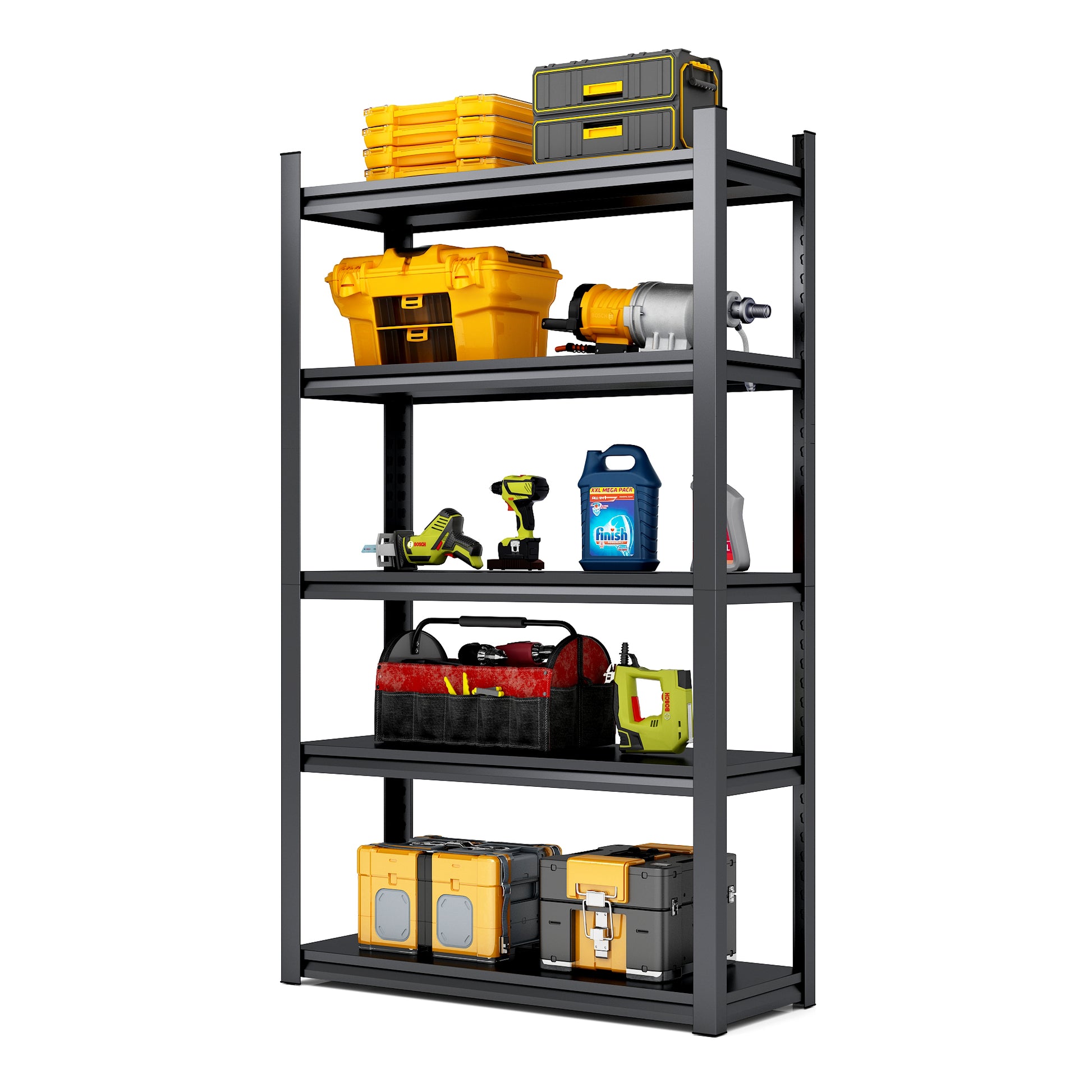 Storage Shelves 5 Tier Heavy Duty Metal Shelving Unit Adjustable Shelving Units And Storage Rack Kitchen Garage Shelf H72 * W47.2 * D23.6 5 Dark Gray Standard Vertical Kitchen Open Back Metal Classic Adjustable Shelves Metal Metal