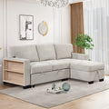 Stylish And Functional Light Chaise Lounge Sectional With Storage Rack Pull Out Bed Drop Down Table And Usb Charger Light Gray Light Gray Foam Spring