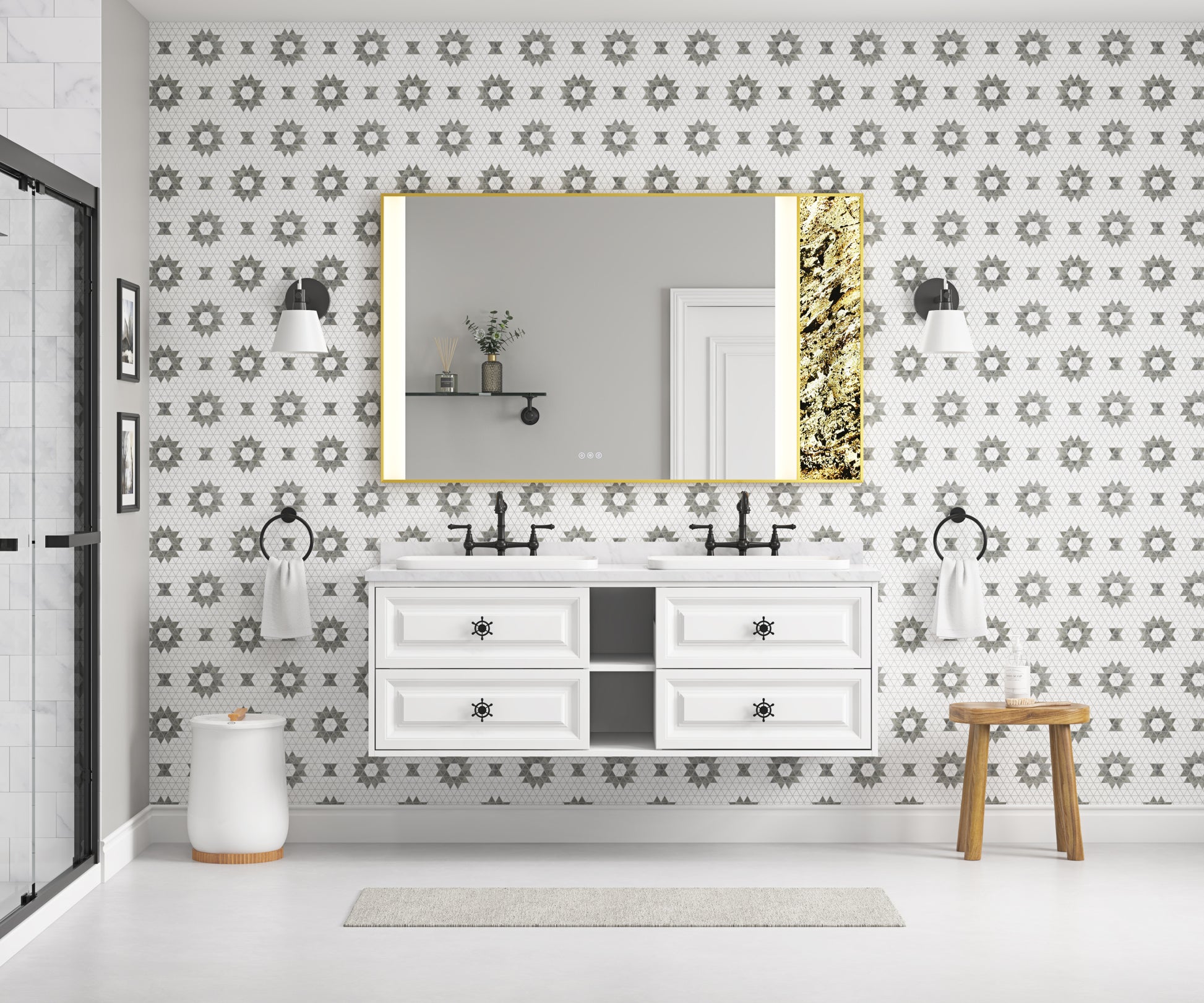 60*23*21In Wall Hung Doulble Sink Bath Vanity Cabinet Only In Bathroom Vanities Without Tops White Abs Steel Q235 Wood Pvc