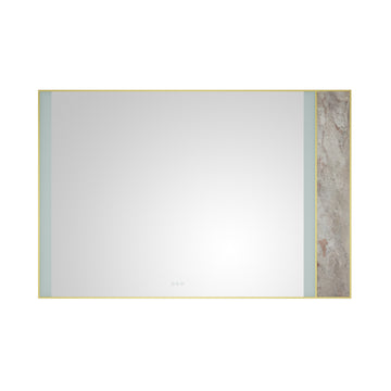 72X 48Inch Led Mirror Bathroom Vanity Mirror With Back Light, Wall Mount Anti Fog Memory Large Adjustable Vanity Mirrornatural Stone Decoration Decoration Follows Led Changes Gold Aluminium