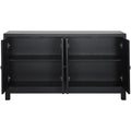 Large Storage Space Sideboard, 4 Door Buffet Cabinet With Pull Ring Handles For Living Room, Dining Room Black Black Mdf