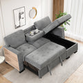 Stylish And Functional Light Chaise Lounge Sectional With Storage Rack Pull Out Bed Drop Down Table And Usb Charger Gray Gray Foam Spring