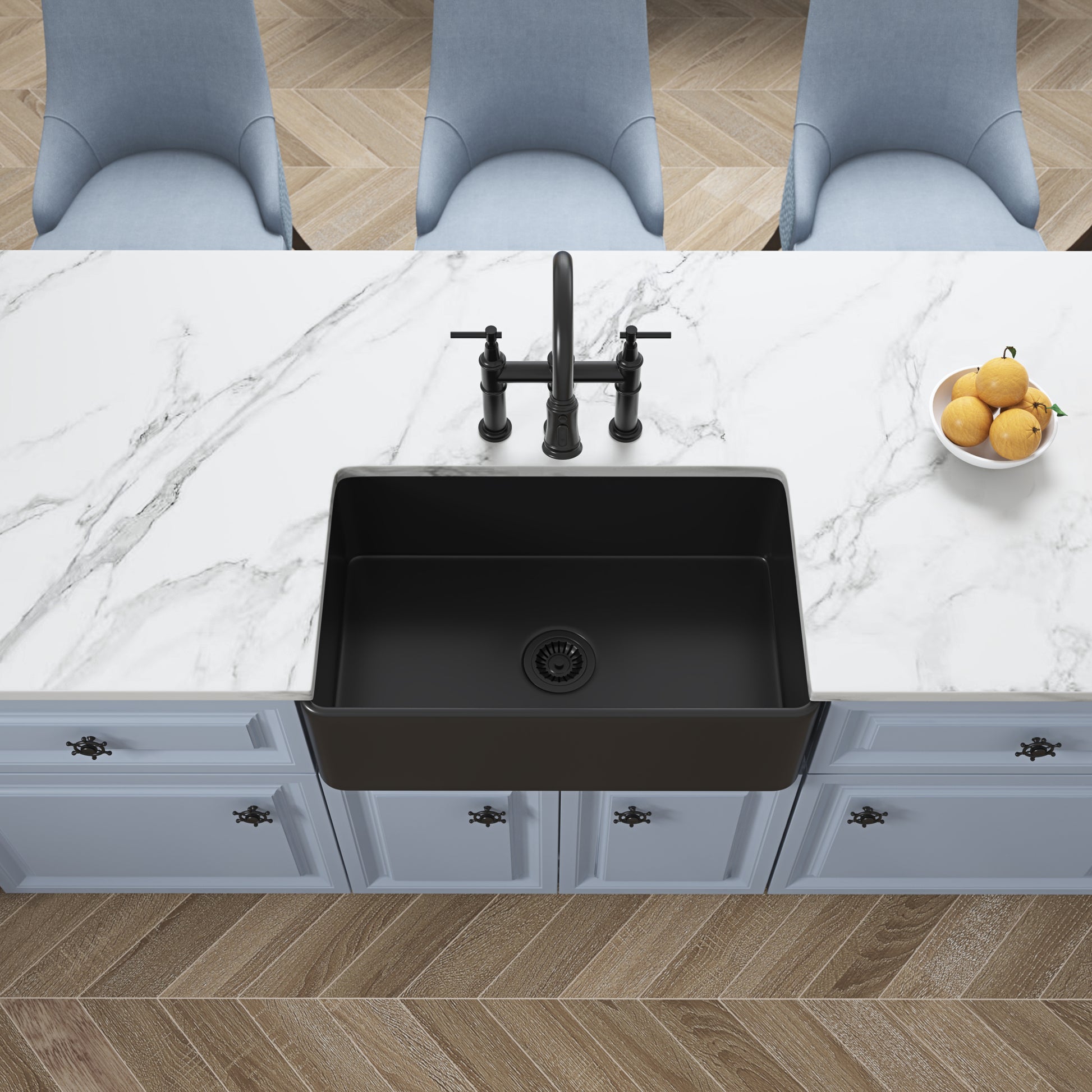 Inch White Farmhouse Sink Deep Apron Sink Undermount Farmhouse Kitchen Sink Single Farm Sink Matt Black Fireclay